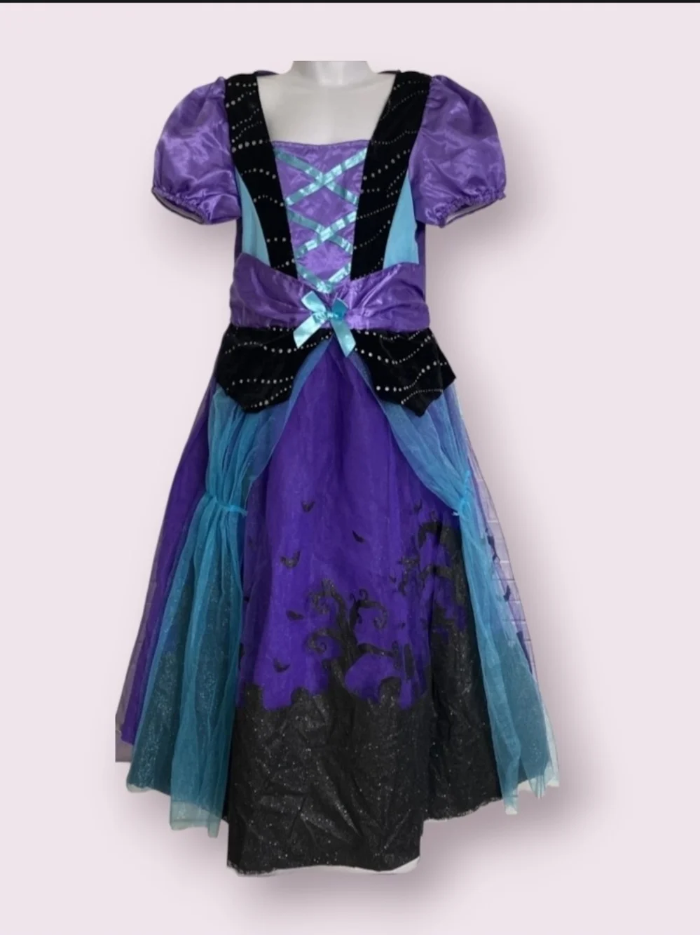 Girl's Happy Haunts Cauldron Cutie Witch Dress, Medium 8-10, Purple/Teal